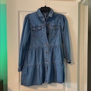 Free People Blue Long Sleeve Denim Dress
